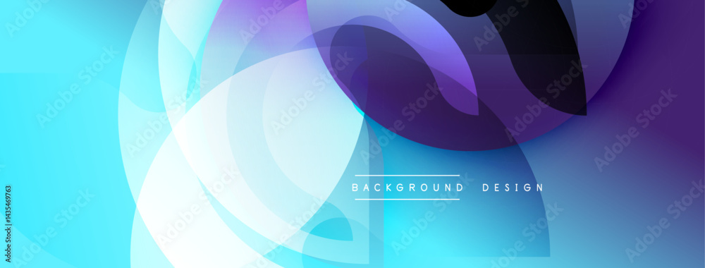 Poster abstract flowing shapes, vibrant blues, purples create dynamic background. modern design, smooth gra
