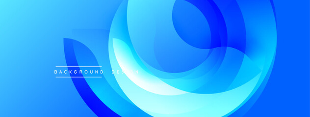 Abstract blue layers create flowing shapes. Gradient hues offer dynamic visual experience. Modern design for backgrounds, presentations.