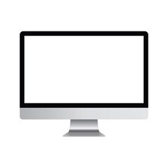 Computer monitor display with empty screen isolated on transparent background.