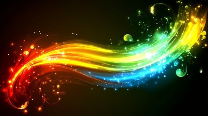 Obraz premium Rainbow Light Trails with Dark Background.