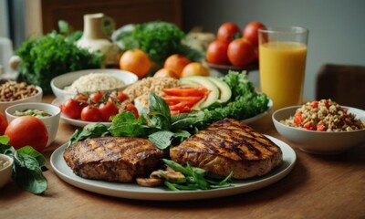 A wooden table topped with plates of food, ideal for family gatherings or outdoor events