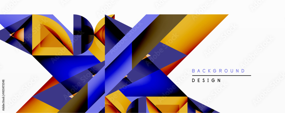 Aufkleber abstract geometric design features overlapping shapes, vibrant colors. blue, gold, purple create dyn