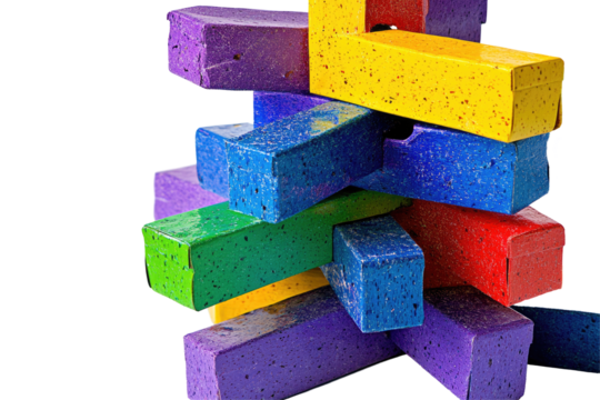 Colorful rectangular blocks artfully stacked