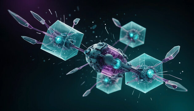Cinematic Exploded-View Blueprint of Nanobots in Bloodstream &mdash; Futuristic Medical Technology