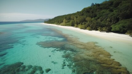 Obraz premium Soft focus coastal beach scene tranquil ocean