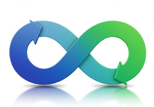Infinity Loop Symbol with Blue and Green Gradient Arrows
