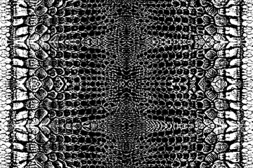 Detailed Symmetrical Reptile Skin Texture in Black and White Vector