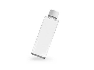 Square Glass Bottle Mockup on Isolated White Background 