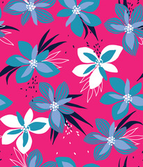 pattern on a colorful background with a  wild  flowers of different sizes artwork for tattoo, fabrics, souvenirs, packaging, greeting cards and scrapbooking