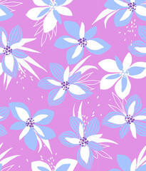 pattern on a colorful background with a  wild  flowers of different sizes artwork for tattoo, fabrics, souvenirs, packaging, greeting cards and scrapbooking