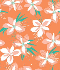 pattern on a colorful background with a  wild  flowers of different sizes artwork for tattoo, fabrics, souvenirs, packaging, greeting cards and scrapbooking