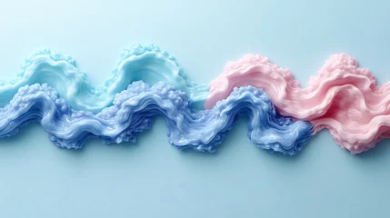 Poster Pastel blue and pink swirls on a light blue background