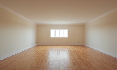 Fototapeta premium A minimalist interior with wooden floors and a single window