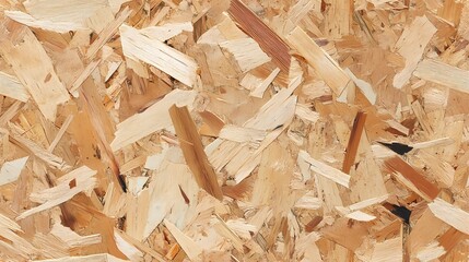 Seamless OSB board tile with natural wood chip patterns and raw material look for architectural backgrounds and renovation textures.