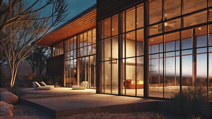 Fototapeta premium Refined Glass Structure in Twilight