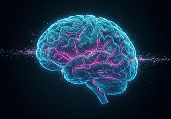 Glowing Digital Brain Network Abstract Background