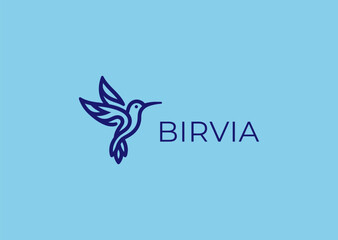 Simple line bird logo with minimal and elegant style