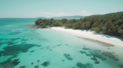 Turquoise waters beach landscape view tropical paradise scene