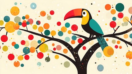 Toucan on Colorful Tree.