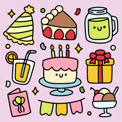 Cute Colorful Hand Drawn Doodles Elements