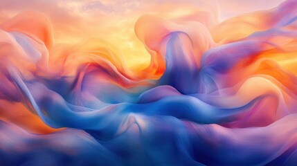 Obraz premium Abstract colorful fabric waves flowing with beautiful bright hues of color