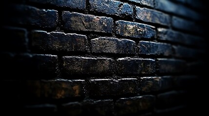 Intriguing composition depicting dark and textured brickwork in a shadowy setting