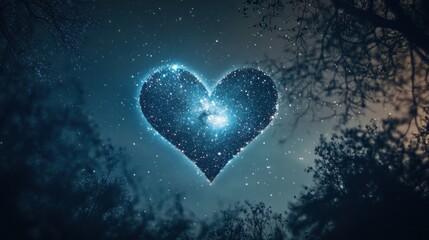 A heart shape made of stars in a night sky
