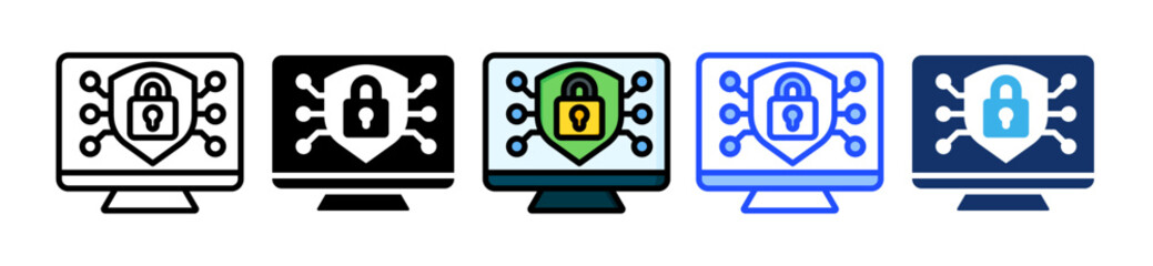 Cyber Security Icon Collection With Multiple Styles