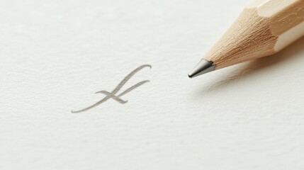 A close-up image of a pencil with a letter 'f' written on a piece of paper.