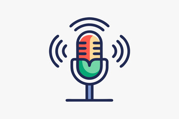 Basic Radio Wave Inside Podcast Mic Icon