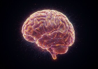Glowing Human Brain Digital Rendering