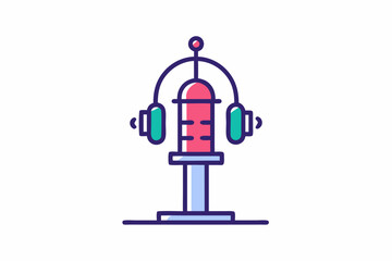 Minimal Icon of Podcast Broadcast Tower with Transmission