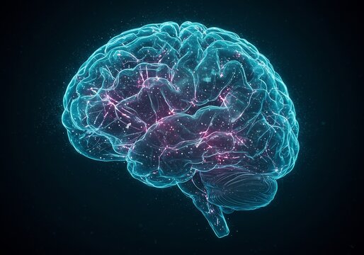 Glowing Human Brain Neural Network Digital Visualization