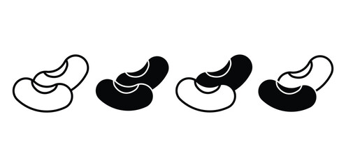 Cashew Nut Icon Black and White Pair Illustration Vector Design