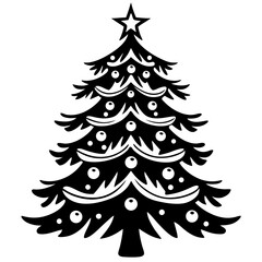xmas tree silhouette vector on tranparent background