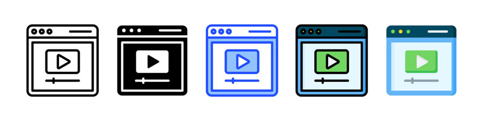 Video Tutorial Icon Collection With Multiple Styles