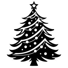 Obraz premium xmas tree silhouette vector on tranparent background