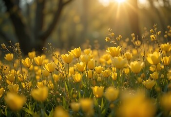 yellow flowers in the morning