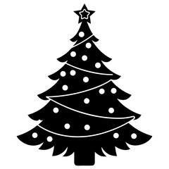 Fototapeta premium xmas tree silhouette vector on tranparent background