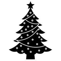 xmas tree silhouette vector on tranparent background