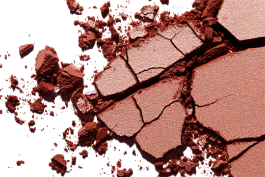 Crushed, textured, terracotta-toned powder