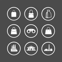 A set of simple Hand Bag Icons and industrial office icons