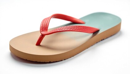 Close-up of a lone flip-flop, isolated on white , detail, shadowless, single