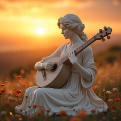 Fototapeta premium statue of a woman with a violin