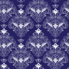 Vector illustration of Abstract Seamless pattern, classic flowers and leaves