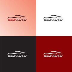 SCZ auto car shop logo design