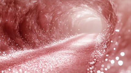 Obraz premium Rose-tinted, sparkly tunnel pathway.
