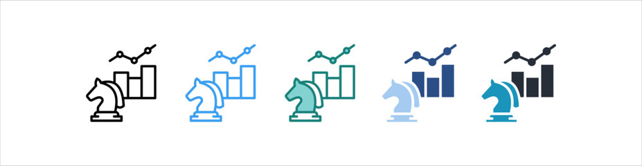 Business Strategy Icon In Different Style Vector
