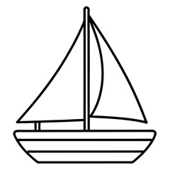 Minimal Sailboat Vector on White