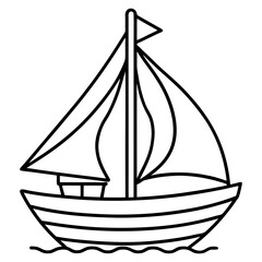 Minimal Sailboat Vector on White